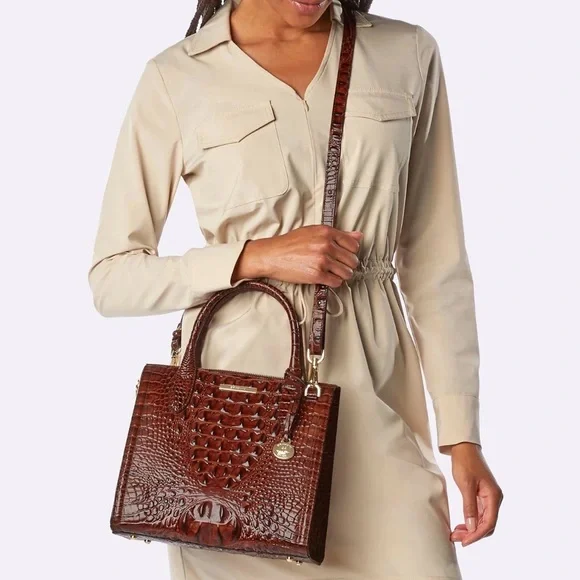 Brahmin Red Crocodile-Embossed Satchel - Picture 4 of 9